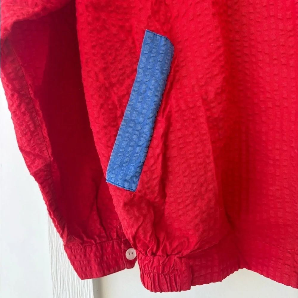 Vintage 90s Orvis Made in USA Red Textured Hooded Jacket Medium